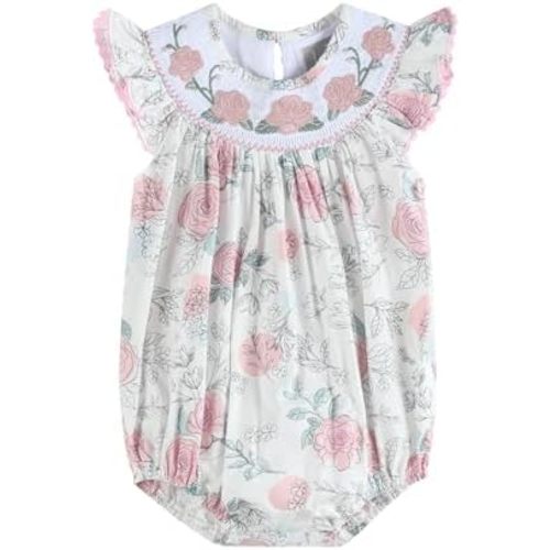 Girls Baby and Toddler Smocked Ruffle Romper