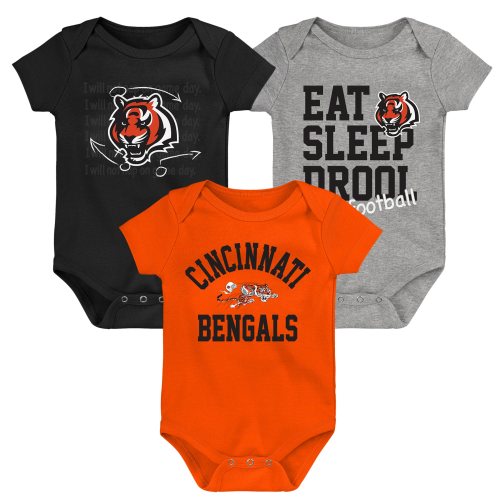Newborn & Infant Cincinnati Bengals Black/Orange/Heather Gray Three-Pack Eat, Sleep & Drool Retro Bodysuit Set