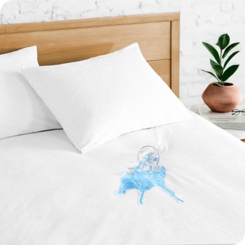 Breathable Waterproof White Crib Mattress Protector by Bare Home
