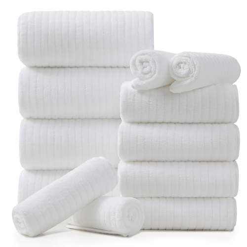 Jessy Home 12 Piece White Bath Towel Set for Bathroom-4 Bath Towels,4 Hand Towels,4 Washcloths Soft and Plush Highly Absorbent Towel for Hotel & Spa