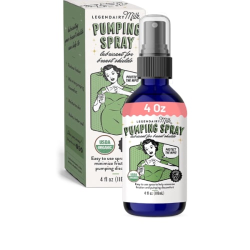Legendairy Milk Pumping Spray 4 oz., Helps Sore Nipples & Clogged Ducts, Organic Lubricant for Breast Shields and Flanges, Vegan Breast Pump Spray, Natural & Lanolin-Free, Made in USA
