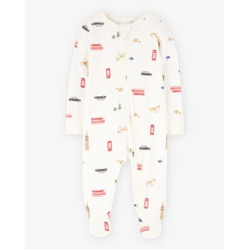 Baby London Print 2-Way Zip PurelySoft Sleep & Play Pajamas - Ivory - Carter's | Carter's