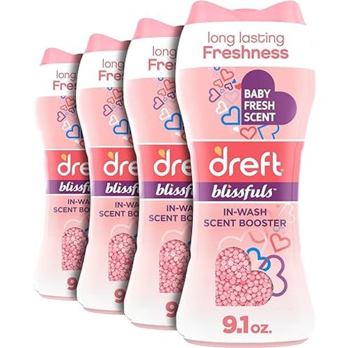 Dreft Blissfuls In-Wash Scent Booster Beads, Baby Fresh Scent, 9.1 oz (4 Pack)