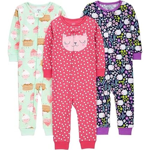 Simple Joys by Carter's Girls' 3-Pack Snug Fit Footless Cotton Pajamas