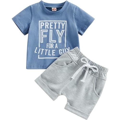 Toddler Baby Boy Summer Outfit Short Sleeve Letter Print T Shirt Top and Casual Shorts Set Cute Infant Newborn Clothes