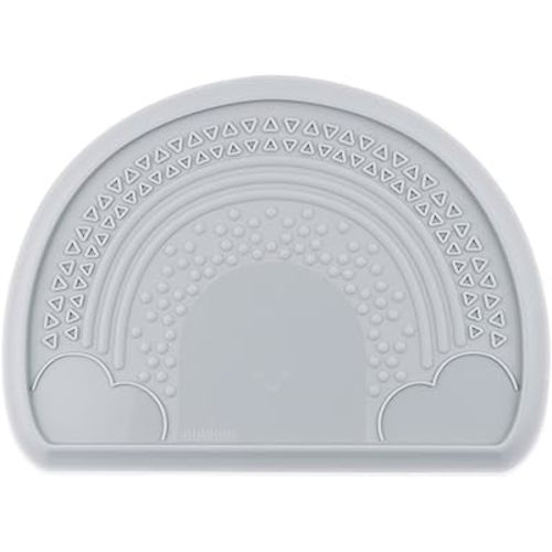 Bumkins Baby Silicone Sensory Placemat, for Babies and Toddlers, Suction Mat for Restaurants, Stick On High Chairs and Tables, Eating Finger Foods, Baby Led Weaning Essentials, Ages 6 Months Up, Gray
