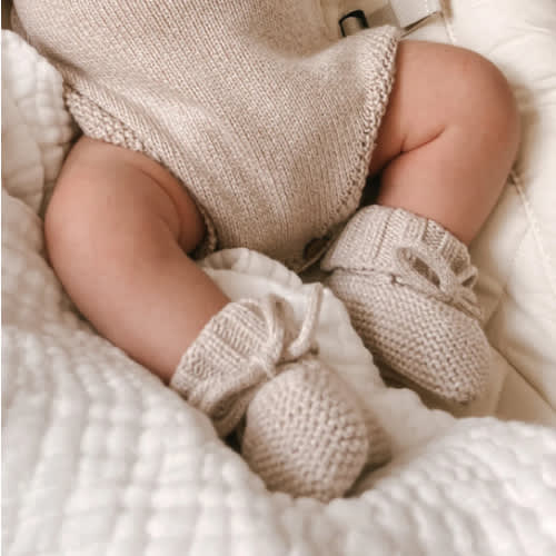 Luna + Luca Organic Booties - Heather Beige
