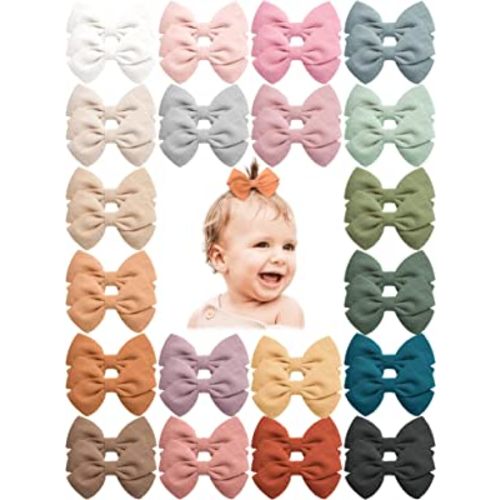 Prohouse 40 PCS Baby Girls Hair Clips Fully Lined Non Slip For Infant Fine Hair Bows Barrettes for Toddlers Kids Children in Pairs