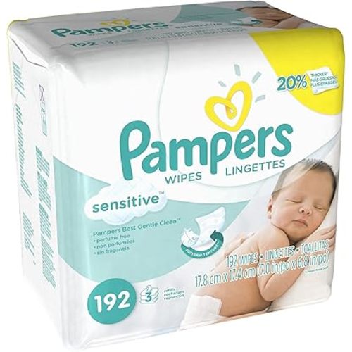 Pampers Sensitive 3X Refill Wipes - 192 per Pack - 4 Packs per case.
