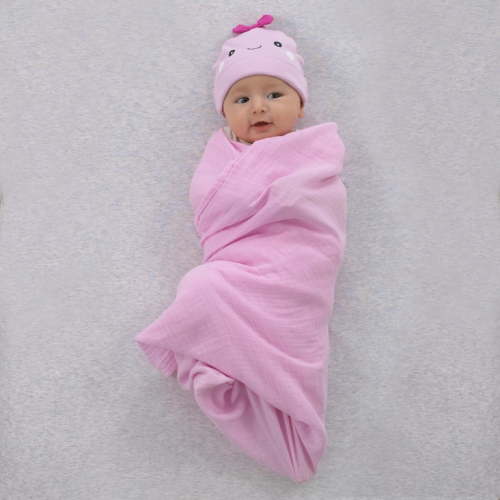 Parent's Choice Pink, Ghost, Muslin Swaddle Beanie Set, Infant Girl