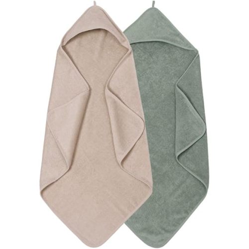 Baby Hooded Towels – Organic Cotton Baby Bath Towels – Baby Towels, Baby Bath Towels for Baby Boy, Baby Girl, Large 32" x 32" Super-Soft and Absorbent Baby Towels for Newborn 2 Pack (Fog/Roman Green)