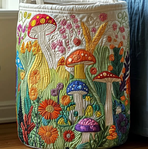 Mushroom Meadow Quilted Laundry Basket NCU0DDK1359 – Quiltnest