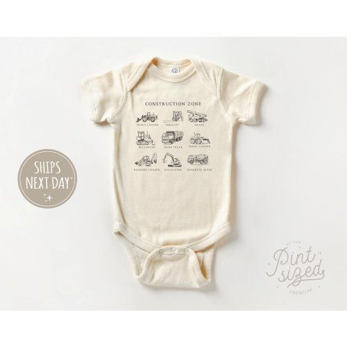 Construction Zone Baby Onesie® - Summer Truck Bodysuit - Cute Natural Baby Onesie®