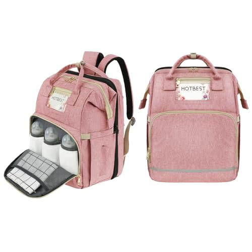 HOTBEST Diaper Bag Backpack, Pink, Large