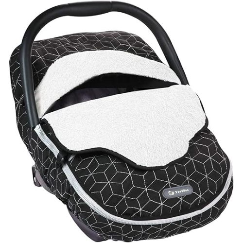 Yoofoss Baby Car Seat Cover Winter Carseat Canopies Cover to Protect Baby from Cold Wind, Super Warm Plush Fleece Baby Carrier Cover for Infant Boys Girls (Black)