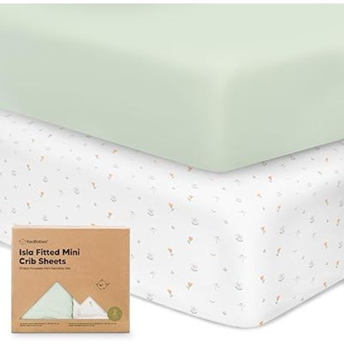 Pack and Play Sheets Fitted, 2-Pack Mini Crib Sheets - Pack N Play Sheets, Fitted Crib Sheet for Pack and Play Mattress, Playard Baby Crib Sheets, Crib Sheets Neutral for Boys, Girls (Wildflowers)