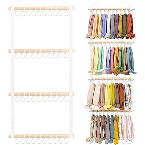 POVETIRE Headband Holder Hair Bows Organizer for Girls, Baby Hair Accessories Organizer Storage Wall Hanging Decor for Toddler Girls Room