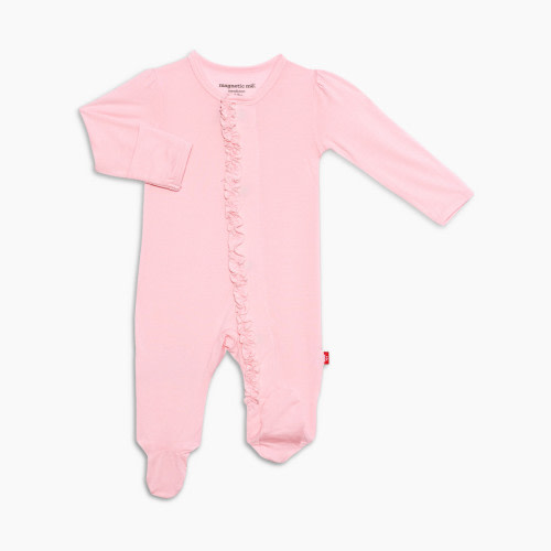 Magnetic Me Modal Magnetic Ruffle Footie - Pink Dogwood, Newborn