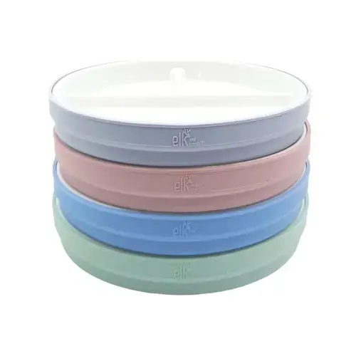6.7"/16cm Porcelain White Divided Plates with Silicone Sleeves