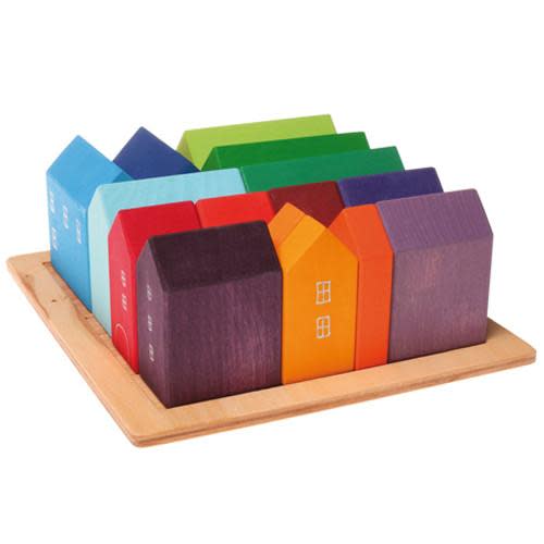Wooden Buildings Blocks Set | City, Town & Village | Grimm's, Spiel & Holz | Small Houses – Bella Luna Toys
