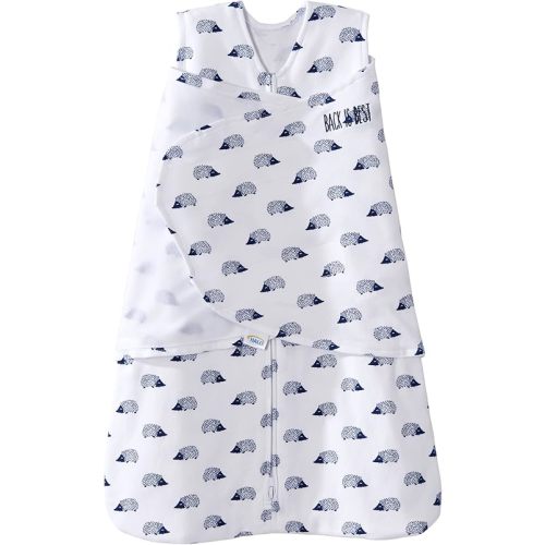 HALO 100% Cotton Sleepsack Swaddle, 3-Way Adjustable Wearable Blanket, TOG 1.5, Navy Hedgehog, Newborn, 0-3 Months