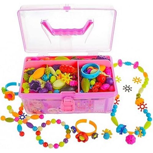 GILI Pop Beads - Jewelry Making Kit for 3 4 5 6 7 8 Year Old Little Girls - Arts and Crafts Toys for Kids Age 4yr-8yr - Necklace Bracelet Creativity Snap Set Top Best Christmas Birthday Gifts (500pcs)