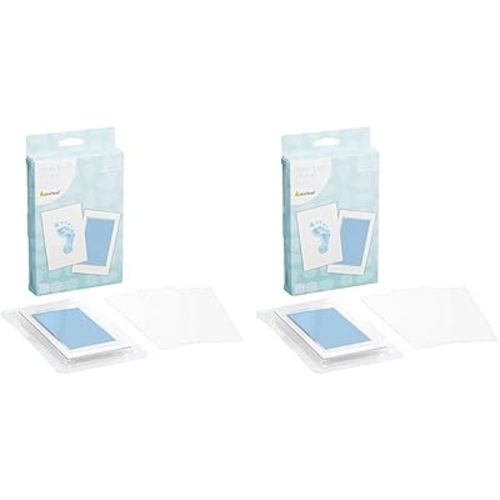 Pearhead Newborn Baby Handprint or Footprint “Clean-Touch” Ink Pad, 2 Uses, Blue (Pack of 2)