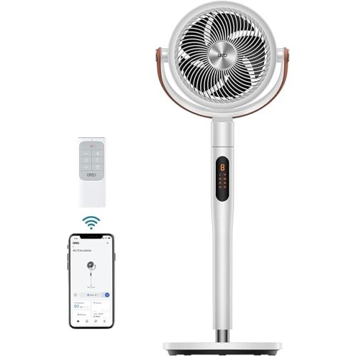 Dreo Fan for Bedroom, 100ft Standing Fan for Home, 120°+105° Smart Oscillating Pedestal Fans with Wi-Fi/Voice Control, DC Motor, 43'' Quiet Fan, 6 Modes, 8 Speeds, Adjustable Height, PolyFan 513S