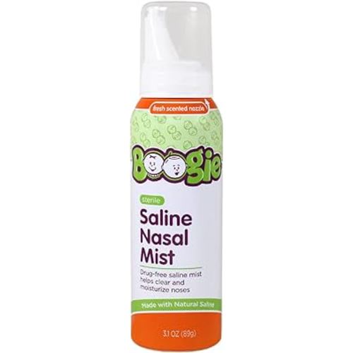 Boogie Baby Saline Nasal Spray Mist, Allergy Relief, Nasal Decongestant, Made with Saline, Fresh Scent, 3.1 Ounce