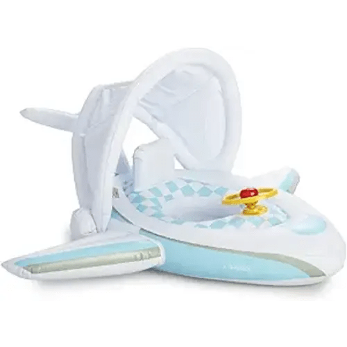 Funboy Inflatable Luxury Private Jet Airplane Baby Float For Kids, Steering Wheel