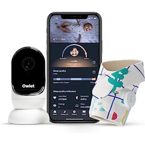 Owlet Dream Duo Smart Baby Monitor - Video Baby Monitor with HD Camera & Dream Sock: Only Baby Monitor to Track Heart Rate & Average Oxygen as Sleep Quality Indicators - Playtime