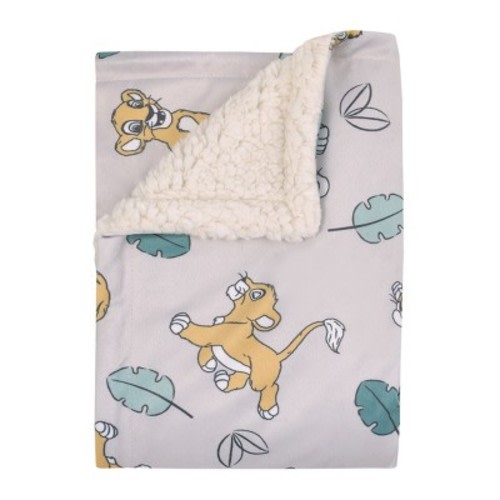 Disney Lion King Ivory, Teal, Sage and Gold Simba Future King Super Soft Cuddly Plush Baby Blanket