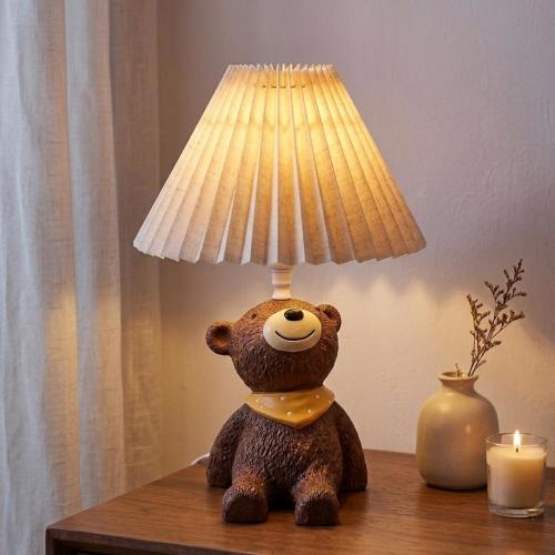 Teddy Bear Table Lamp – Woodland Nursery Decor, Kids Bedroom Accent Light