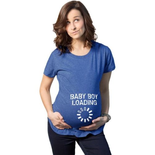 Maternity Baby Boy Loading Funny Nerdy Pregnancy Announcement T shirt - Crazy Dog Maternity T Shirt for Nerds Royal S