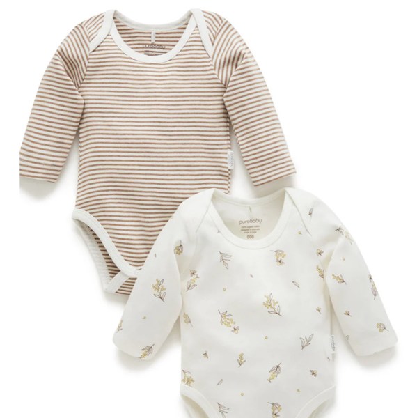 2 Pack Easy Neck Long Sleeve Bodysuit