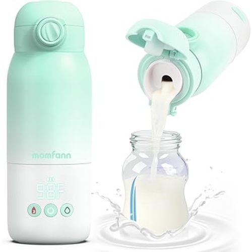 Portable Bottle Warmer for Travel, Dual Heating Modes for Breastmilk & Water, Portable Bottle Milk Warmer with Fast Heating & Long Battery Life, 12 Ounces Large Capacity (Green)