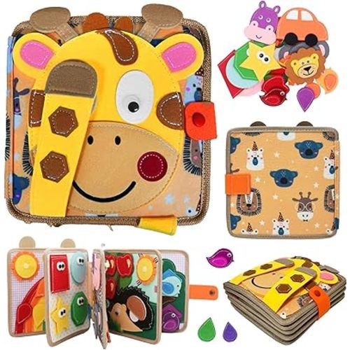 Montessori Busy Book for Toddlers 3, Cloth Puzzle,Busy Board Sensory Toys for Toddlers,Montessori Toys for 3+ Year Old Girls Gift,Toddler Travel Activities Educational