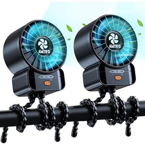 AMTIFO 2-Pack Stroller Fan for Baby: USB Rechargeable, Quiet, Adjustable & Portable - Ideal for Stroller, Crib, Car, Baby Gear - Up to 12 Hours Battery Life, Perfect for Hot Weather