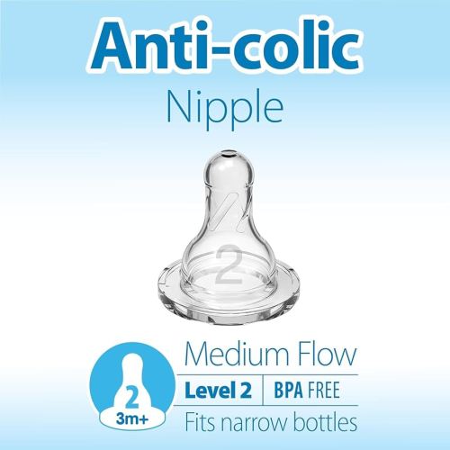 Amazon.com : Dr. Brown’s Natural Flow Level 2 Narrow Baby Bottle Silicone Nipple, Medium Flow, 3m+, 100% Silicone Bottle Nipple, 6 Count : Baby