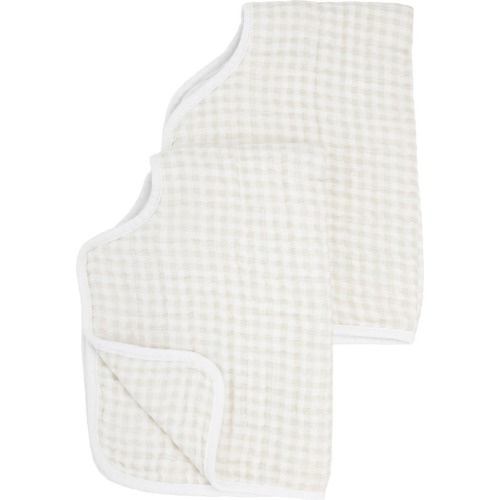 little unicorn Assorted 2-Pack Cotton Muslin Burp Cloths, Tan Gingham