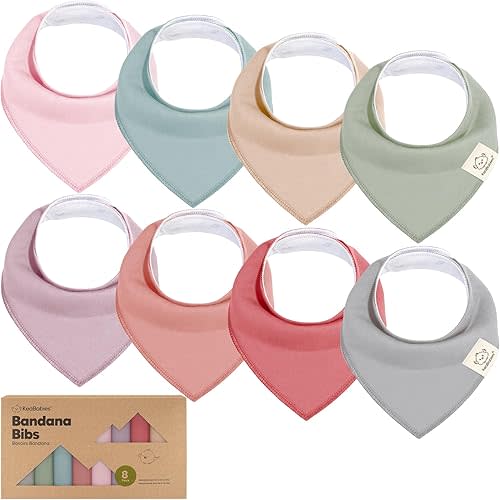 8-Pack Organic Baby Bandana Drool Bibs for Girls - Super Absorbent Baby Bibs for Baby Girls, Baby Boys, Soft Cotton Bandana Bibs, Baby Drool Bib, Teething Bibs for Infant, Toddler(Muted Pastel)