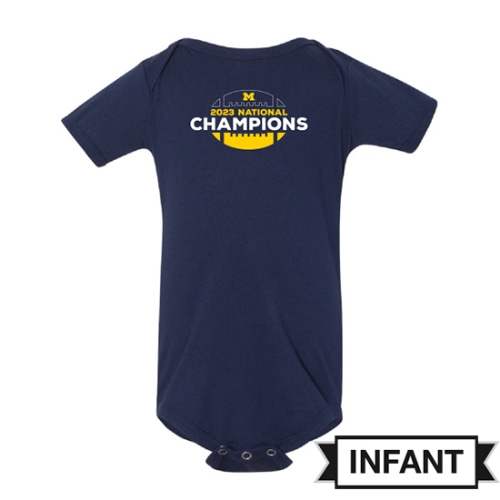 University of Michigan Football Infant 2023 National Champions Navy Onesie