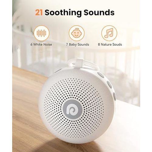 Dreamegg White Noise Machine - Portable Sound Machine for Baby Adult, Features Powerful Battery, 21 Soothing Sound, Noise Canceling for Office & Sleeping, Sound Therapy for Home, Travel, Registry Gift - Classic White