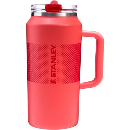 Stanley Quencher ProTour Flip Straw Tumbler with Leakproof Lid 64 oz | Built-In Straw and Handle | Large Capacity for Travel & Sports | Insulated Stainless Steel Cup | BPA-Free | Hot Coral Fade
