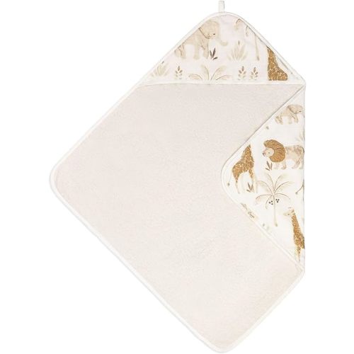 Crane Hooded Towel - 100% Cotton Terry Cloth Hooded Towels, Safari Animal Pattern, 30" x 30", Perfect for Babies' Bath, Pool, Beach & Travel