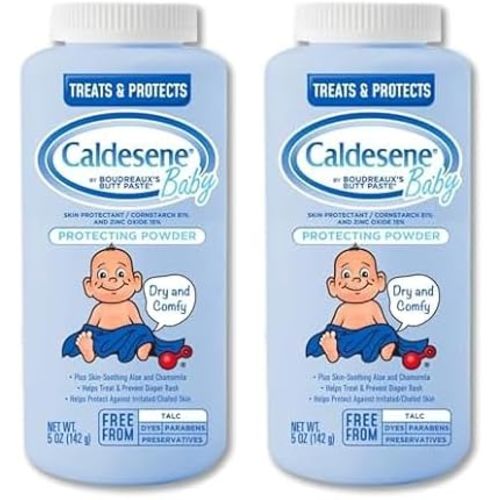 Caldesene Baby Cornstarch Powder with Zinc Oxide, 5 oz (Pack of 2)