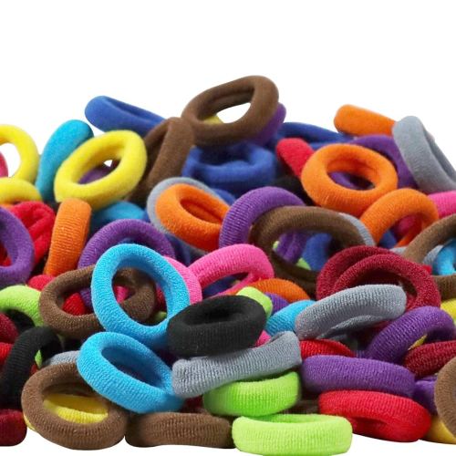 WillingTee 120 Pcs Baby Hair Ties, Cotton Toddler Hair Ties for Girls and Kids, Multicolor Small Seamless Hair Bands Elastic Ponytail Holders,Bright Color