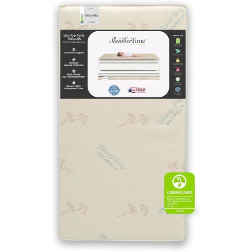 Simmons Kids SlumberTime Mattress Naturally 2-Stage Premium Plant-Based Soy Foam Baby Crib Mattress & Toddler Mattress