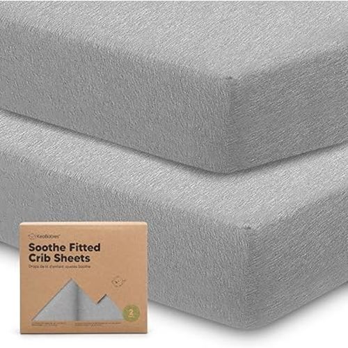 KeaBabies 2-Pack Organic Crib Sheets for Boys, Girls, Jersey Fitted Crib Sheet, Baby Crib Sheets Neutral, Cotton Breathable Crib Sheet, Cute Printed Crib Mattress Sheet, Baby Mattress Sheets (Storm)
