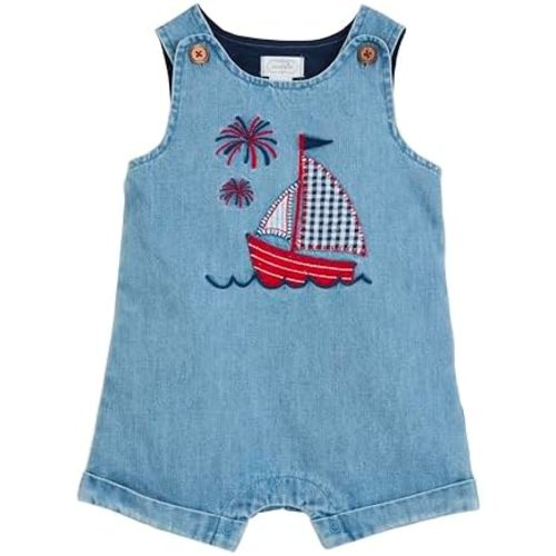 Mud Pie Unisex Baby Baby Boy Sailboat Denim Jon Jon;